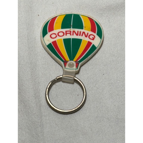 Corning Accessories - Vintage Corning Hot Air Balloon Keychain Rubber Advertising Souvenir Multi-Color